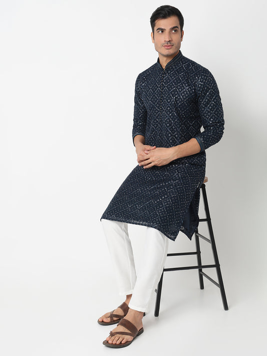 Sequins Straight Kurta With Pant Set
