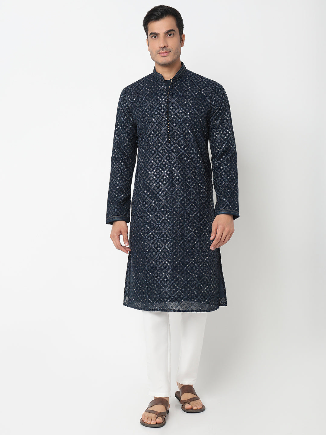 Sequins Straight Kurta With Pant Set
