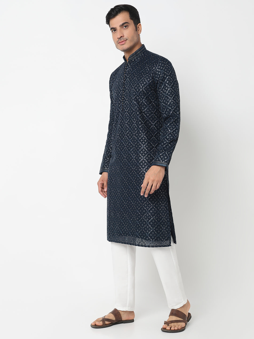 Sequins Straight Kurta With Pant Set