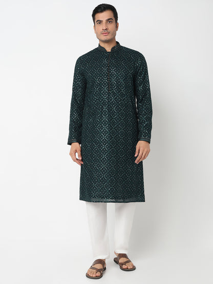 Sequins Straight Kurta With Pant Set