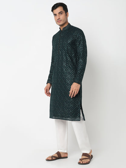 Sequins Straight Kurta With Pant Set