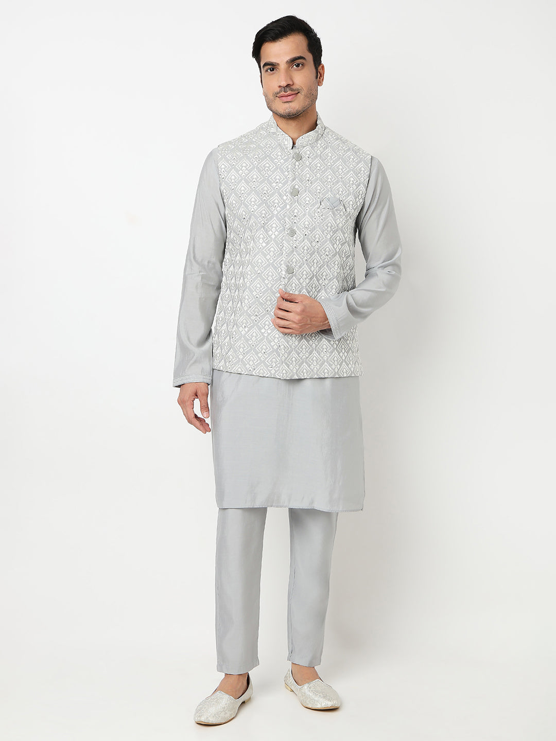 Thread Work Straight Kurta With Pant Set