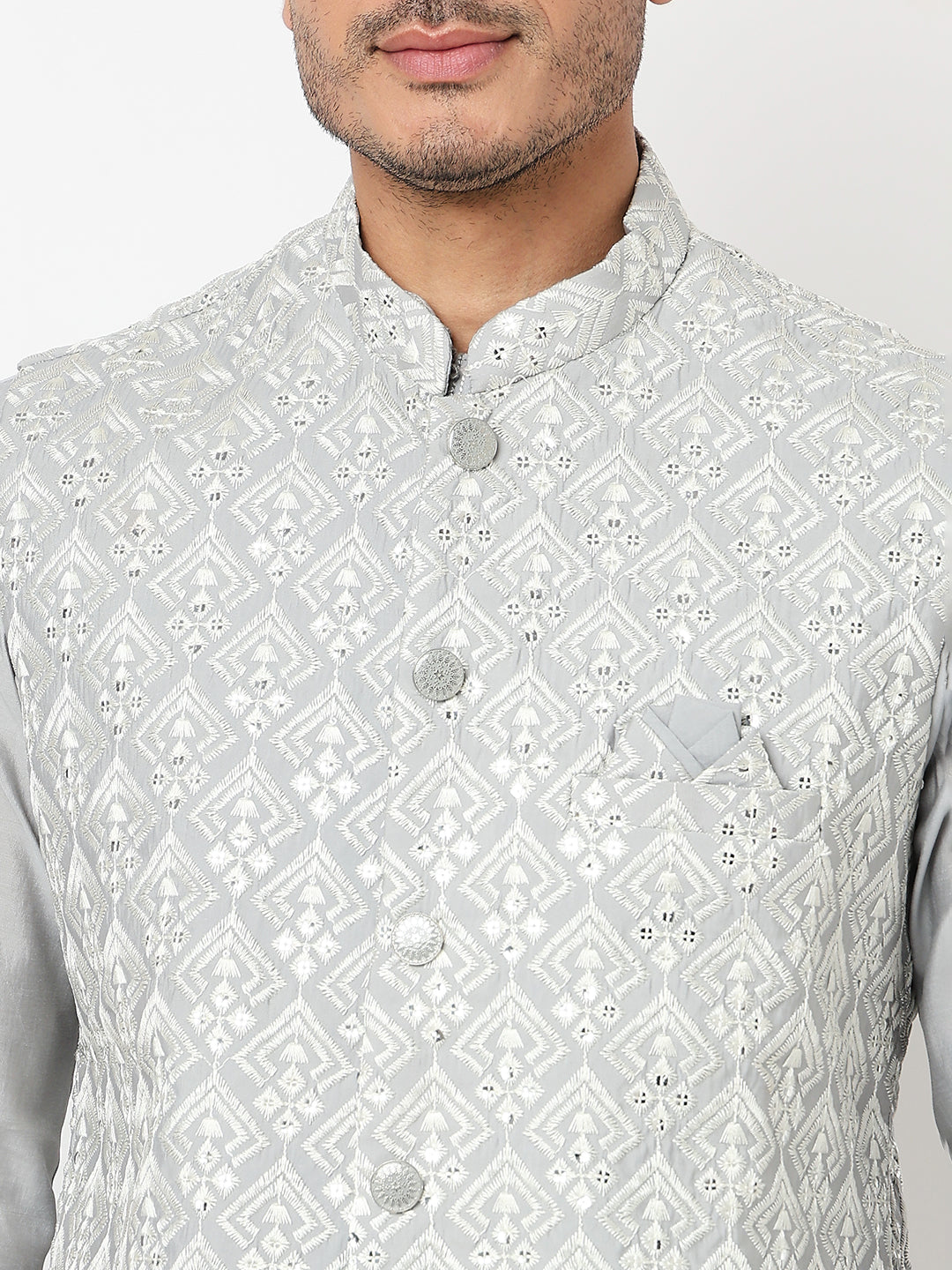 Thread Work Straight Kurta With Pant Set