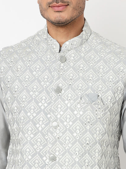 Thread Work Straight Kurta With Pant Set