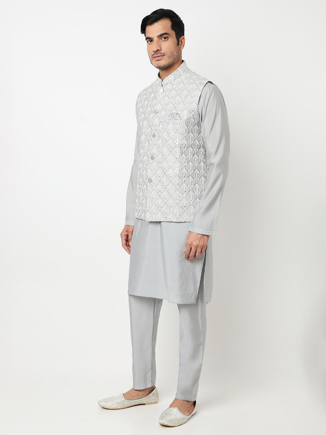 Thread Work Straight Kurta With Pant Set