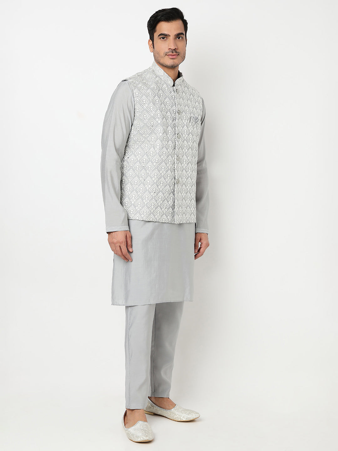 Thread Work Straight Kurta With Pant Set