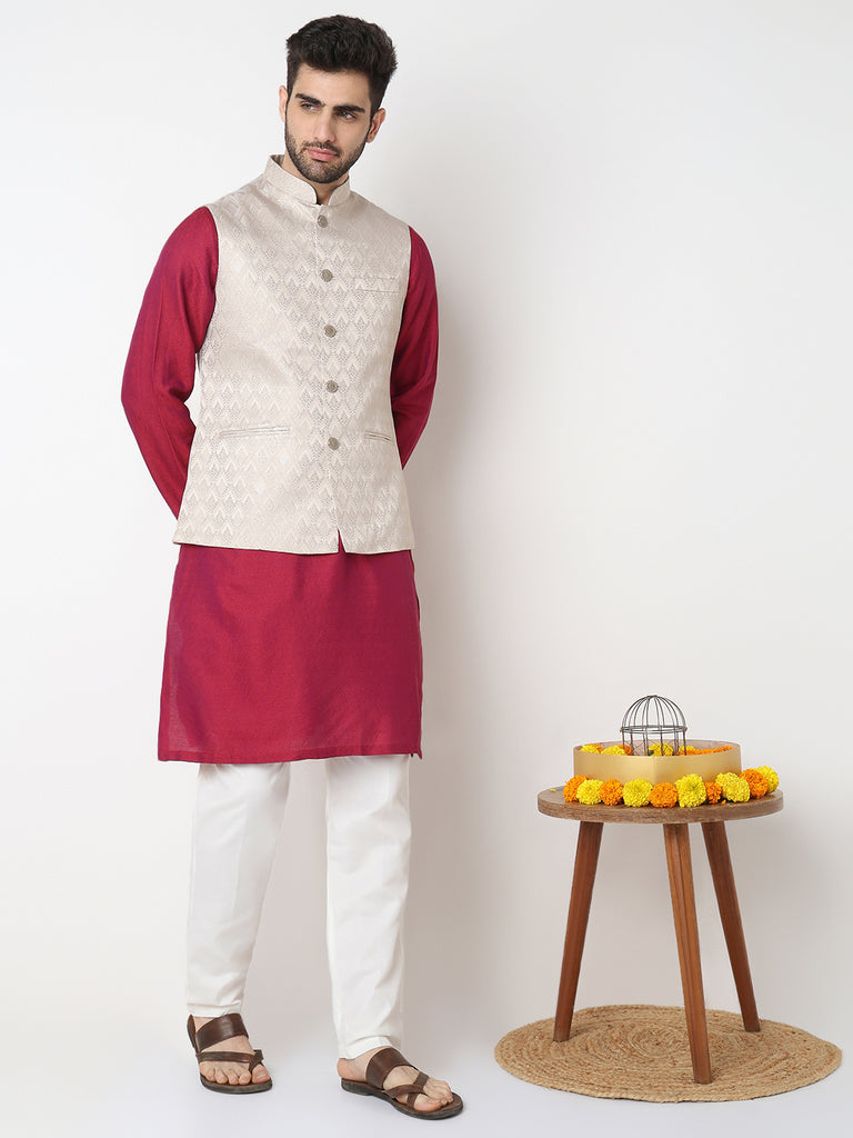 Jacquard Straight Sleeveless Jacket