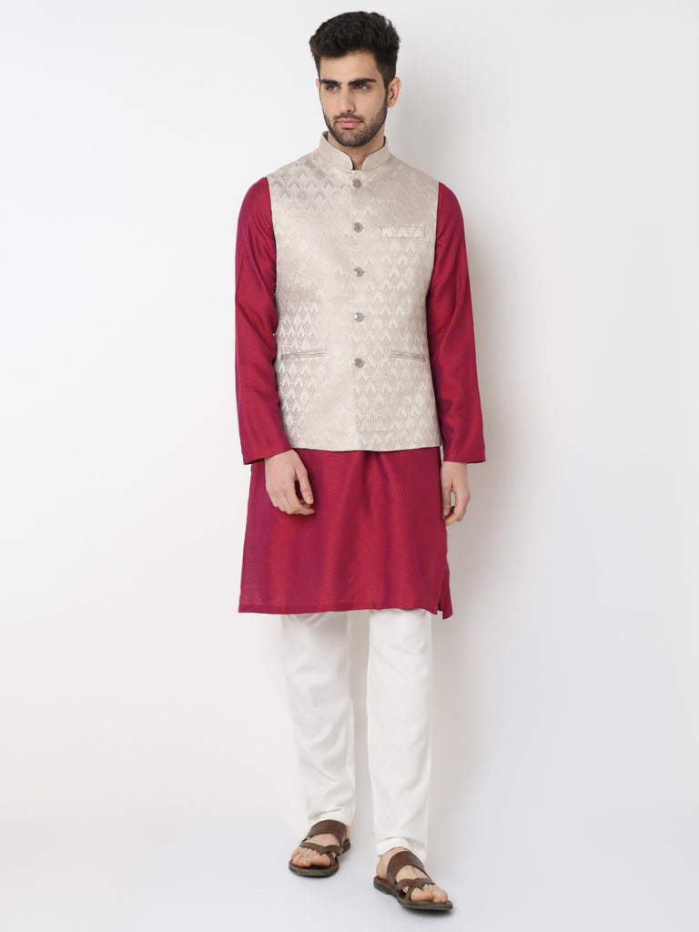 Jacquard Straight Sleeveless Jacket
