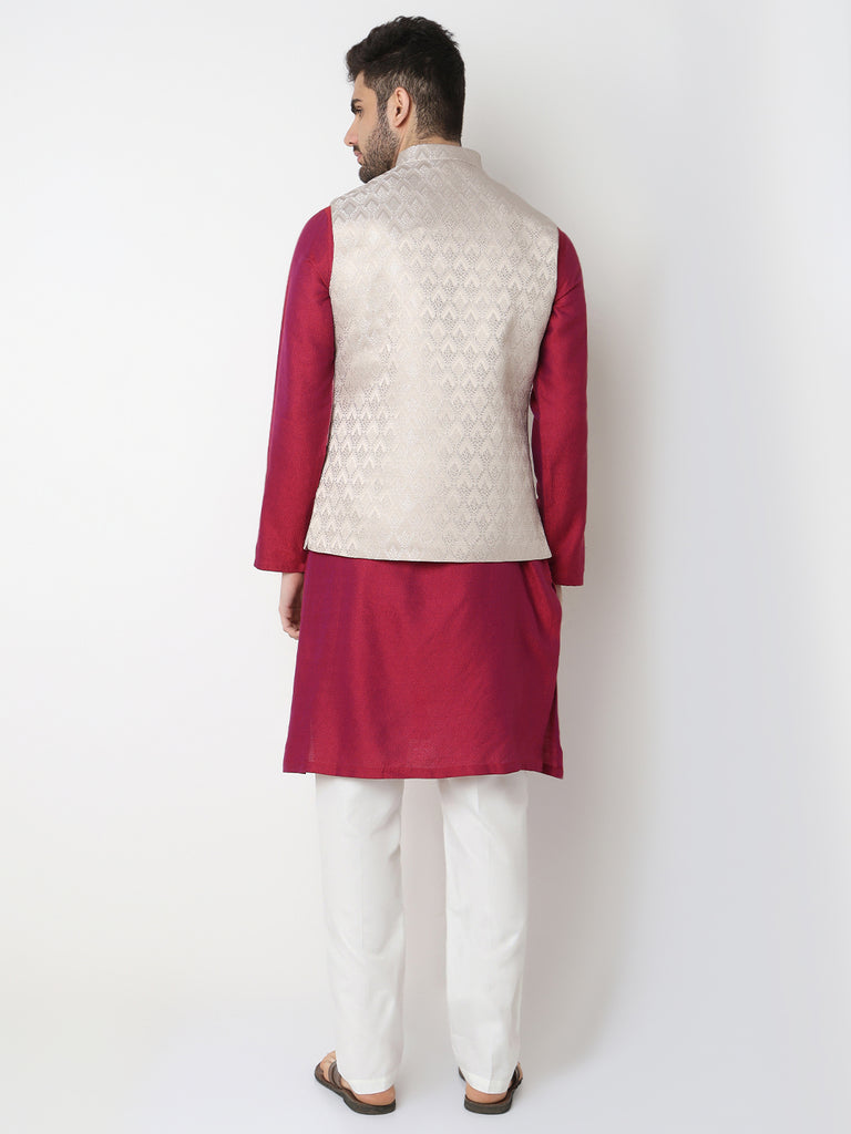 Jacquard Straight Sleeveless Jacket