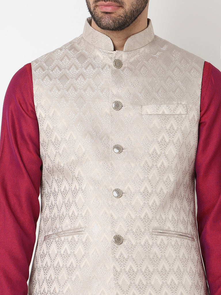 Jacquard Straight Sleeveless Jacket