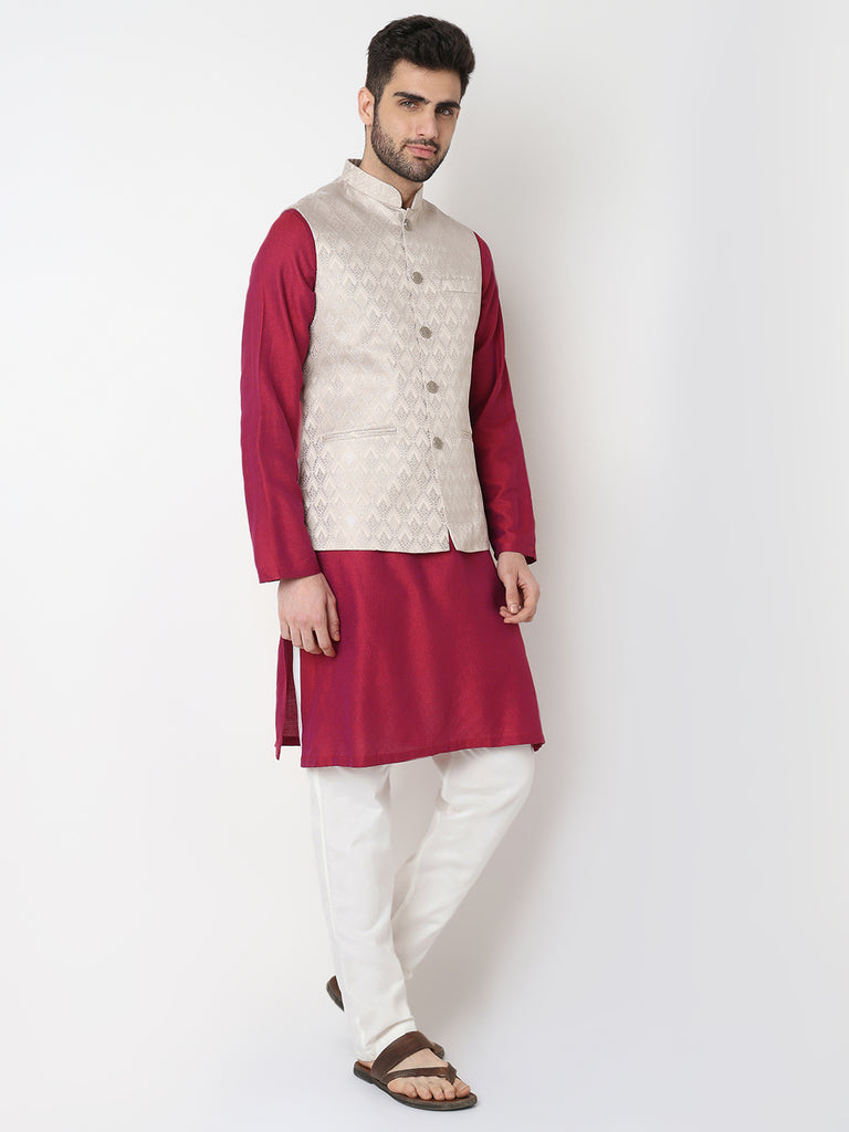 Jacquard Straight Sleeveless Jacket