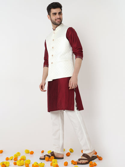 Jacquard Straight Sleeveless Jacket