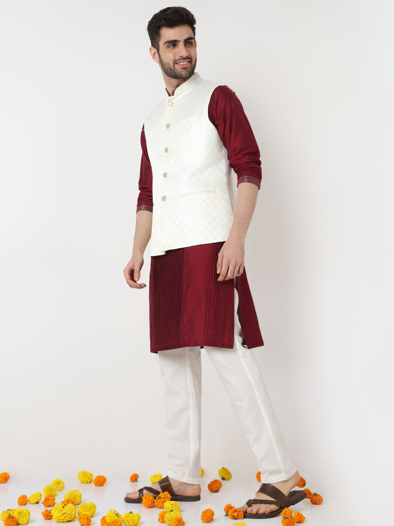 Jacquard Straight Sleeveless Jacket