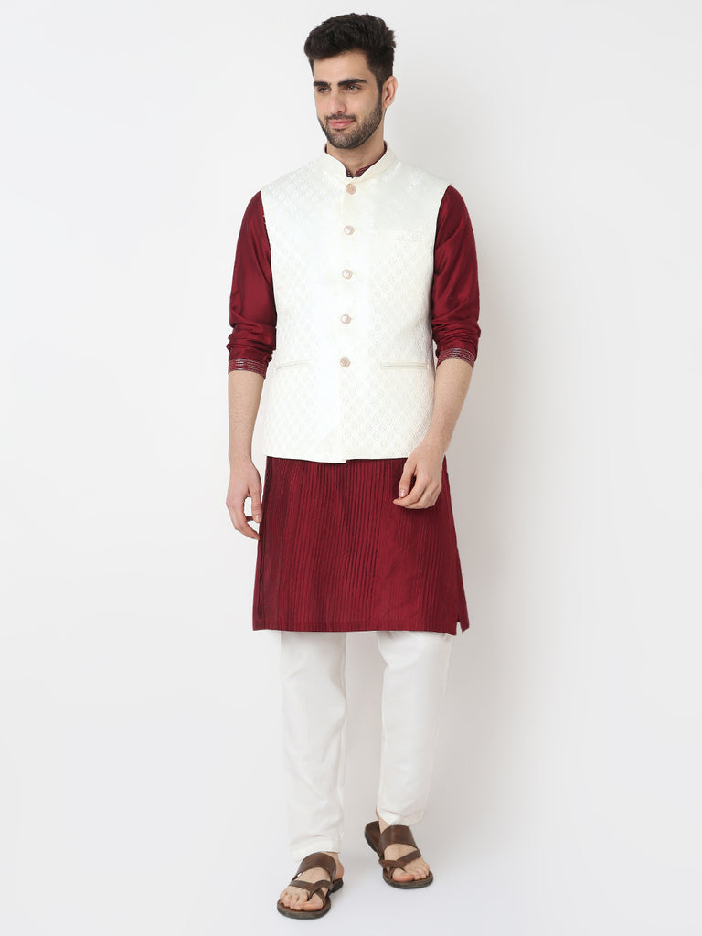 Jacquard Straight Sleeveless Jacket