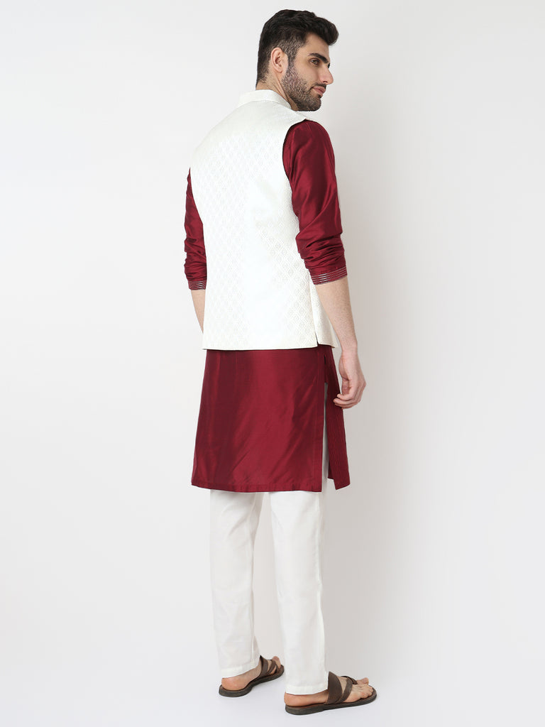 Jacquard Straight Sleeveless Jacket