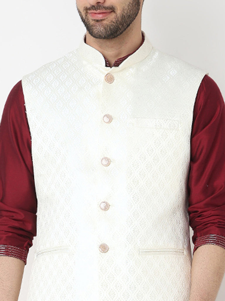 Jacquard Straight Sleeveless Jacket