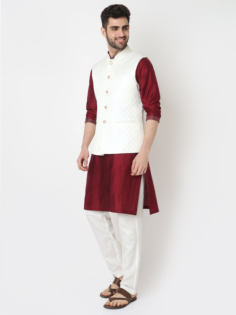 Jacquard Straight Sleeveless Jacket