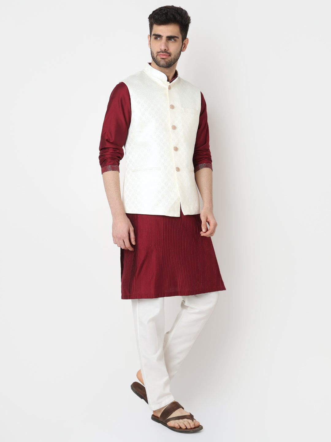 Jacquard Straight Sleeveless Jacket