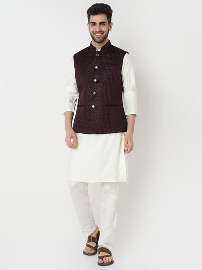 Jacquard Straight Sleeveless Jacket