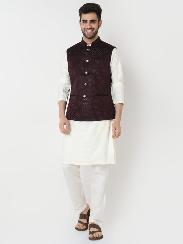 Jacquard Straight Sleeveless Jacket