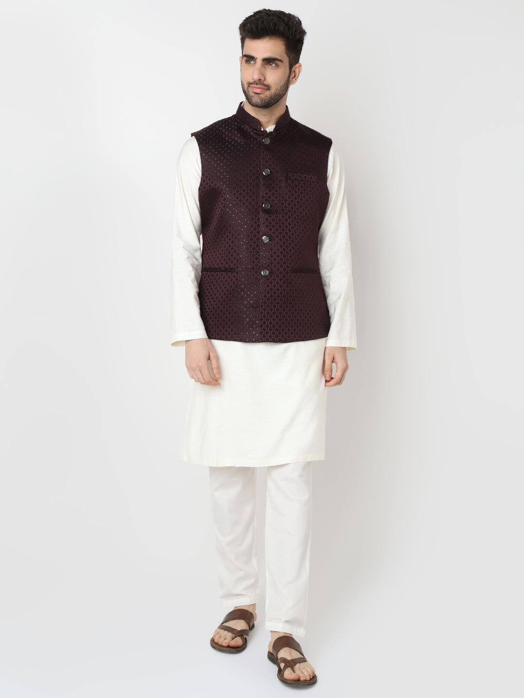 Jacquard Straight Sleeveless Jacket