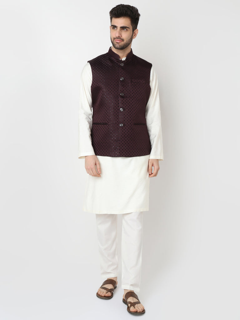 Jacquard Straight Sleeveless Jacket