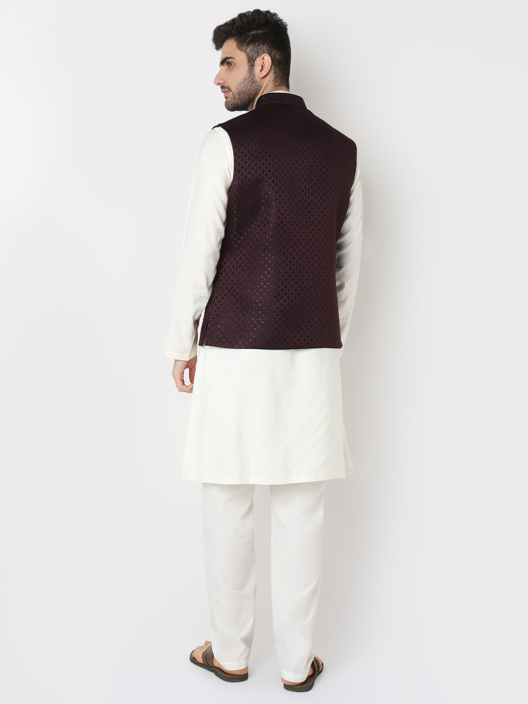 Jacquard Straight Sleeveless Jacket