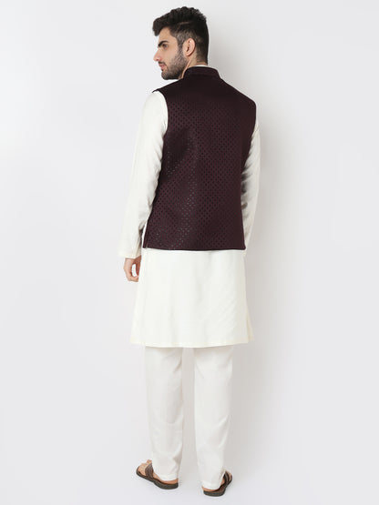 Jacquard Straight Sleeveless Jacket