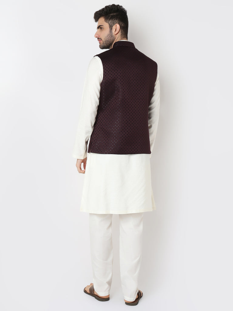 Jacquard Straight Sleeveless Jacket