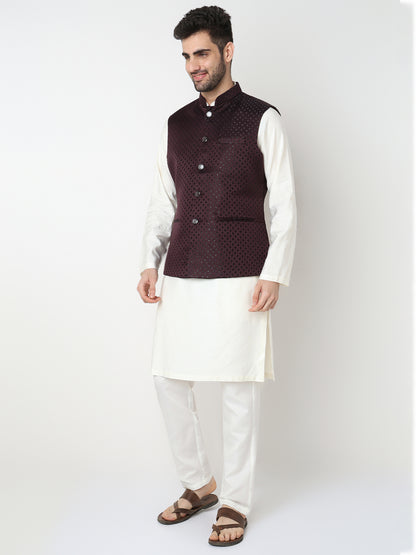 Jacquard Straight Sleeveless Jacket
