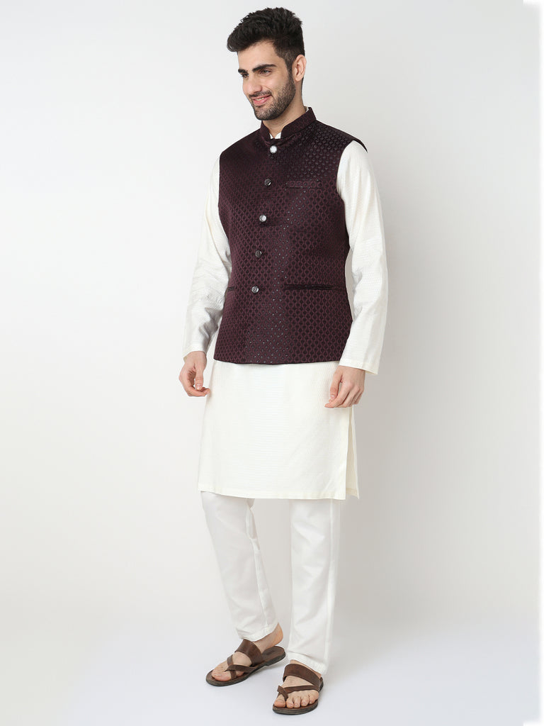 Jacquard Straight Sleeveless Jacket