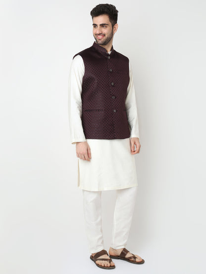 Jacquard Straight Sleeveless Jacket