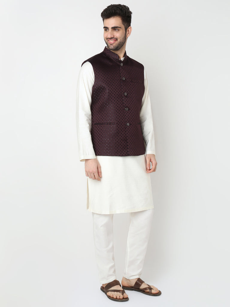 Jacquard Straight Sleeveless Jacket