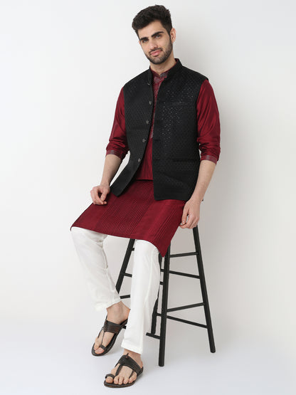 Jacquard Straight Sleeveless Jacket