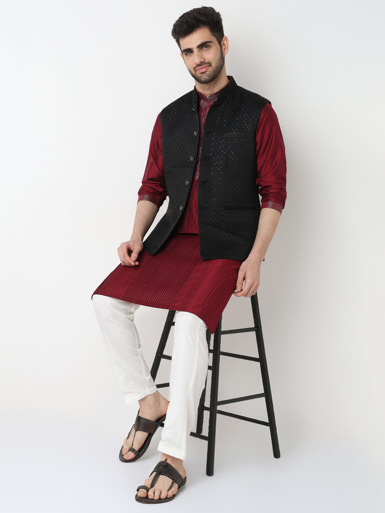 Jacquard Straight Sleeveless Jacket