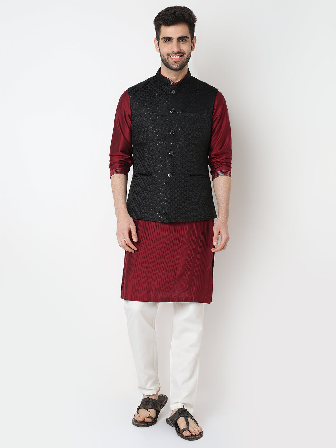 Jacquard Straight Sleeveless Jacket