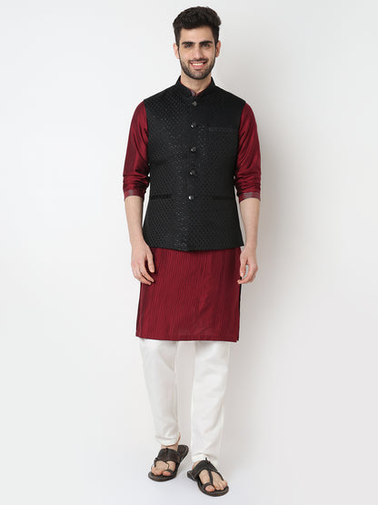 Jacquard Straight Sleeveless Jacket