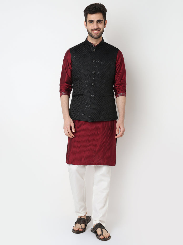 Jacquard Straight Sleeveless Jacket