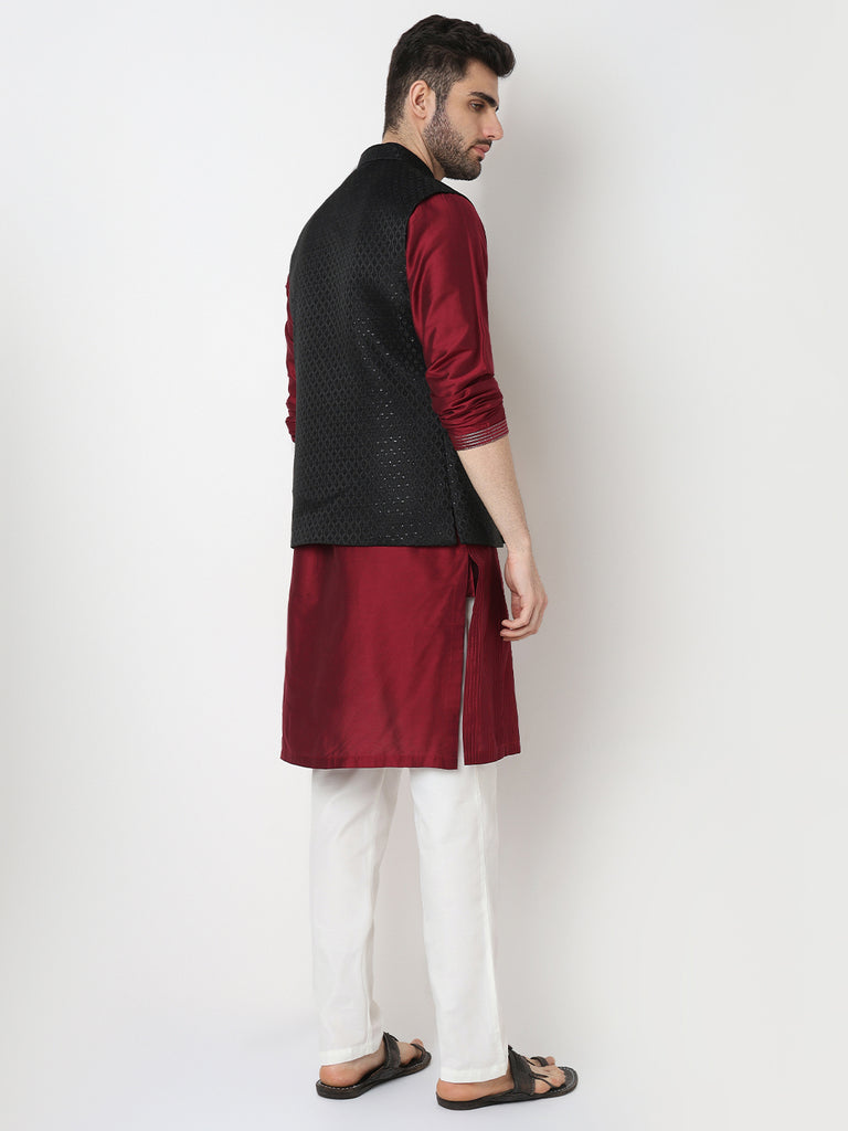 Jacquard Straight Sleeveless Jacket