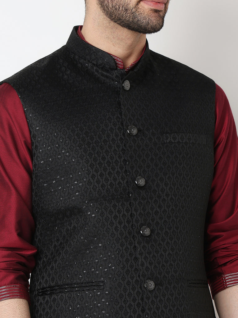 Jacquard Straight Sleeveless Jacket