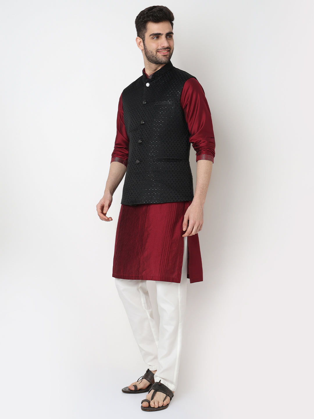 Jacquard Straight Sleeveless Jacket