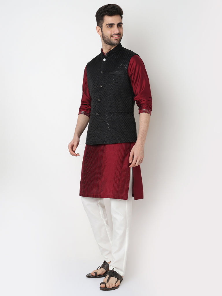 Jacquard Straight Sleeveless Jacket