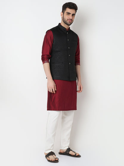 Jacquard Straight Sleeveless Jacket