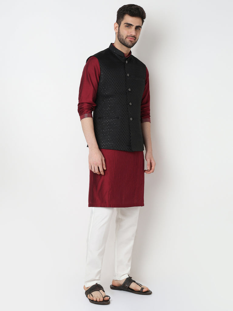 Jacquard Straight Sleeveless Jacket