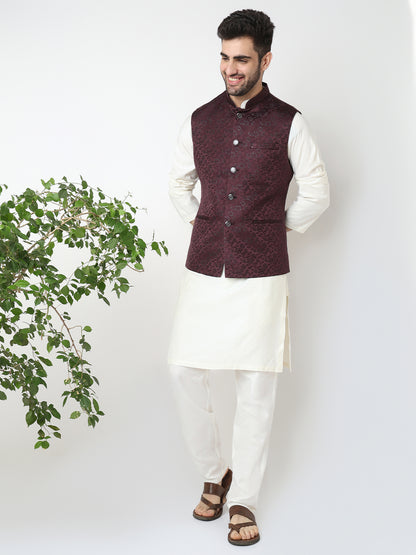 Jacquard Straight Sleeveless Jacket