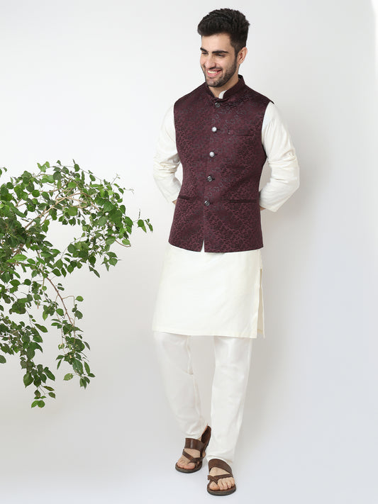 Jacquard Straight Sleeveless Jacket