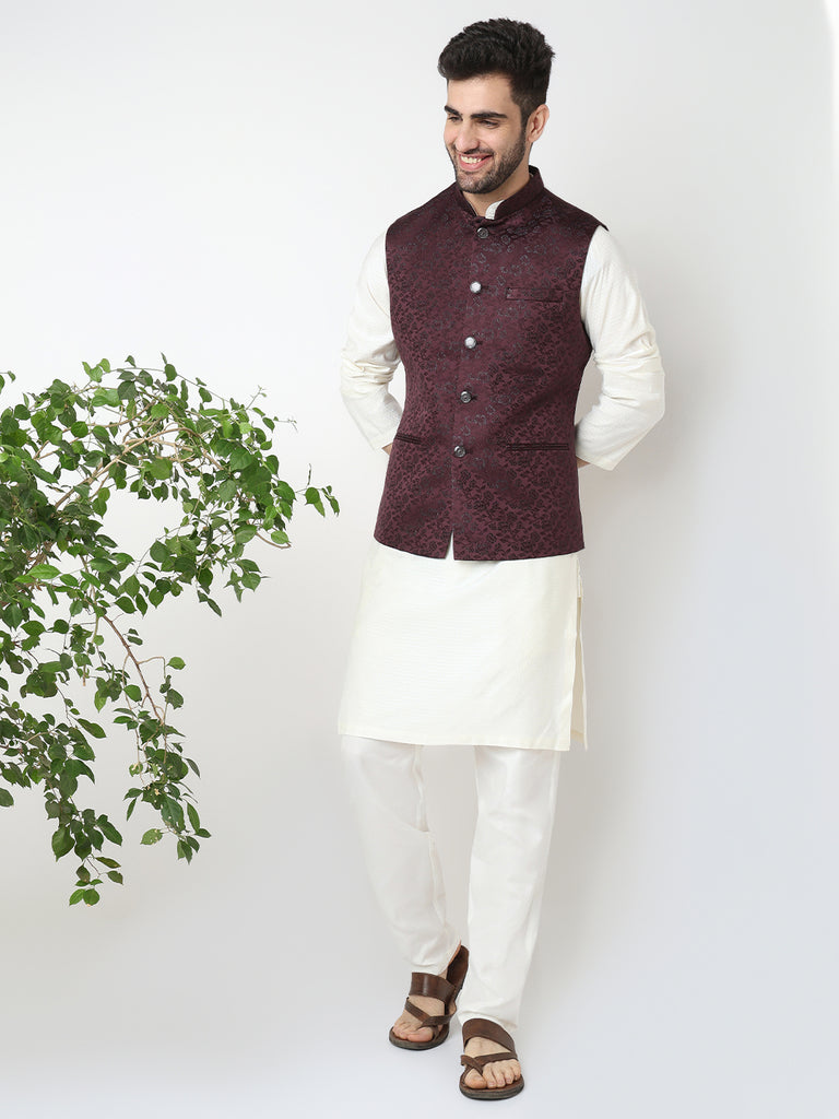 Jacquard Straight Sleeveless Jacket