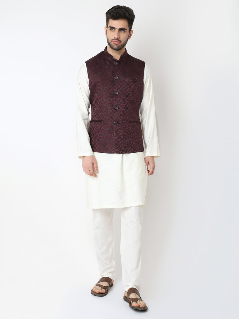 Jacquard Straight Sleeveless Jacket
