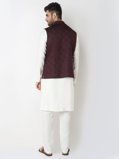 Jacquard Straight Sleeveless Jacket
