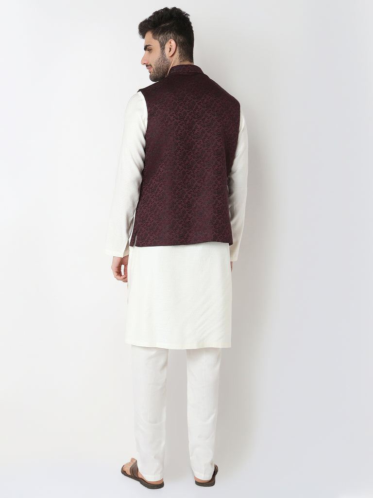 Jacquard Straight Sleeveless Jacket